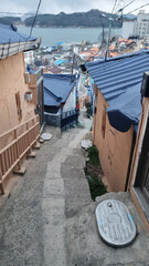 한국에 있는 목포시의 골목 풍경