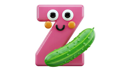 Cute 'Z' character holding a pickle