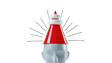 Mannequin Head with Ketchup Bottle Hat and Light Rays