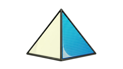 Pyramid with White and Blue Facets