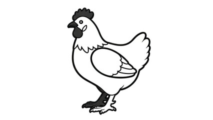 Obraz premium Stylized Black and White Chicken Illustration