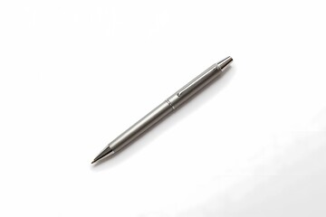 Minimalist Silver Metal Ballpoint Pen Isolated on White Background, Generative AI