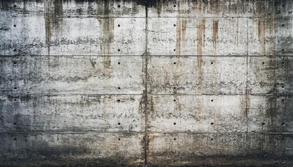 Obraz premium Weathered concrete wall with rust stains and holes