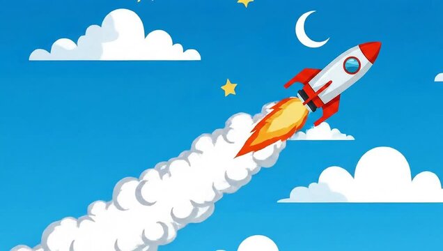 Rocket Launching into the Sky - A Journey to the Stars.