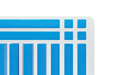 Abstract geometric pattern with blue bars and squares on white background