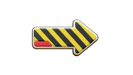 3D Cautionary Arrow with Stripes and Red Element