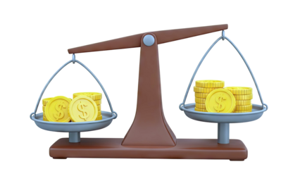 Balance Scale with Unequal Stacks of Gold Coins