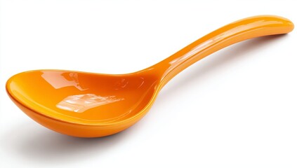 Orange Spoon with Subtle Curve on White kitchen utensil