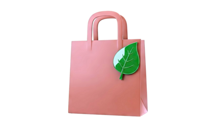 Brown Shopping Bag with Green Leaf Emblem
