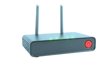 Modern Wireless Router with Antennas and Power Button