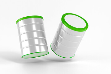 Food & Milk Powder Tin Can Mockup black and white 3d rendering on transparent background