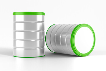 Food & Milk Powder Tin Can Mockup black and white 3d rendering on transparent background