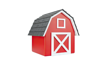 Red Barn with White Trim and Square Window