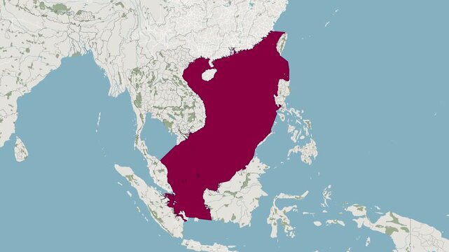 Geopolitical Animated Map of the South China Sea Region