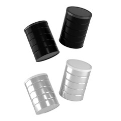 Food & Milk Powder Tin Can Mockup black and white 3d rendering on transparent background