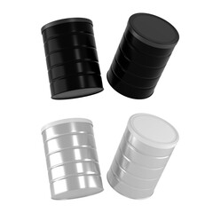 Food & Milk Powder Tin Can Mockup black and white 3d rendering on transparent background