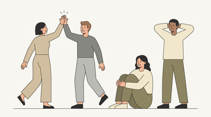 Diverse group of people interacting and celebrating together