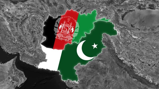 Pakistan Afghanistan Map Animation Dark Style