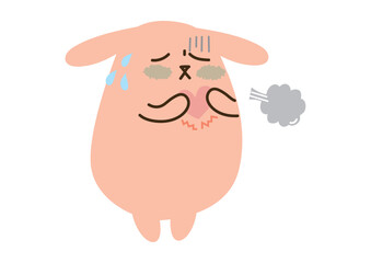 心臓がドキドキ、息苦しい様子のゆるいうさぎ、息ありバージョン