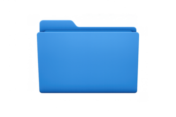 Blue folder 3d rendering storing information and organizing digital files on a transparent background