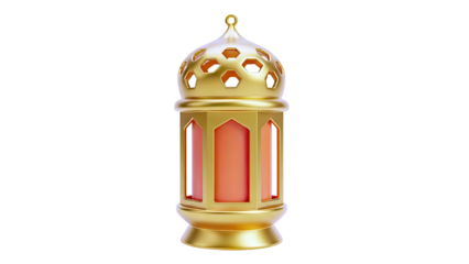 Golden Islamic Lantern with Orange Interior