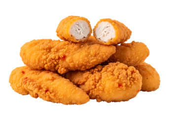 Crispy golden fried chicken nuggets on a black background