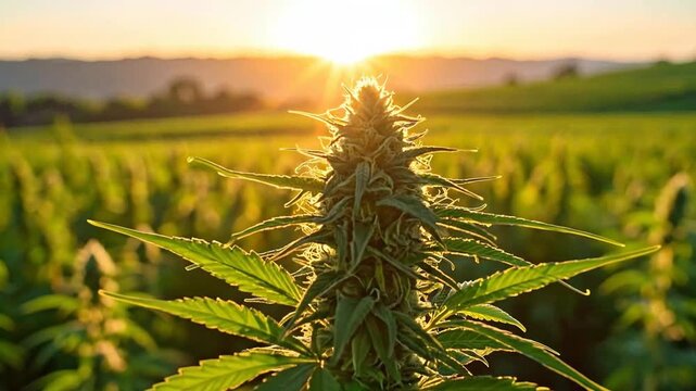 Cbis plants in a field at sunset, showcasing the beauty of nature.