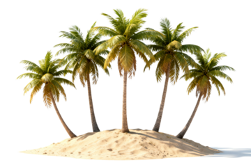 Tropical Island with Five Coconut Palm Trees