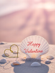 Valentine&rsquo;s Day Love Concept with Heart Seashell