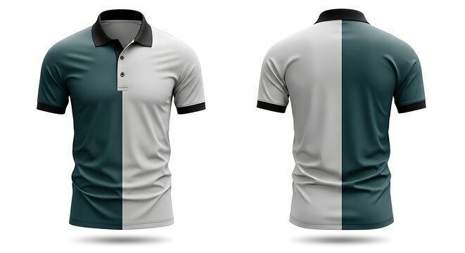 Dynamic two-tone casual short-sleeve shirt showcasing a striking front and back split color block design, perfect for athletic or everyday fashion apparel mockups and garment visualization