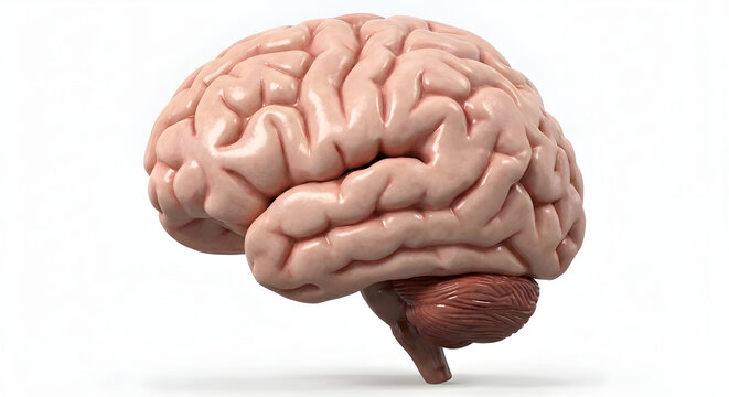 Detailed 3D Human Brain Anatomy Model with Glowing Neural Networks Neuroscience Mental Health Concept Illustration