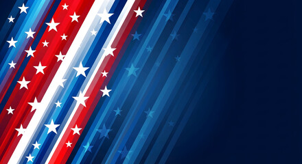 Patriotic American Flag Stripes and Stars Abstract Background Red White Blue Gradient Diagonal Design