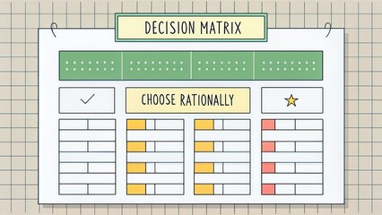 Comprehensive Decision Matrix for Rational Choices in Business and Personal Life with Colorful Graphic Elements