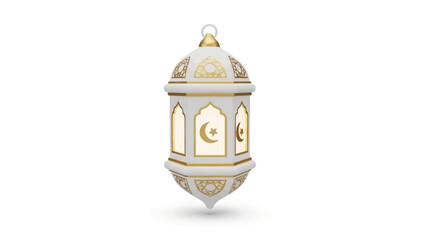 Beautiful Ramadan lantern illuminated with crescent moon and star symbols, perfect for Islamic celebrations and decorations