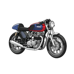 Fototapeta premium Red sport motorcycle isolated on white background with chrome details and black wheels