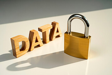 Data security concept with padlock protecting information.