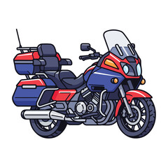 Red motorcycle vector illustration on white background with chrome wheels and sporty design
