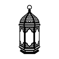 Intricate traditional hanging lantern silhouette with ornate designs for