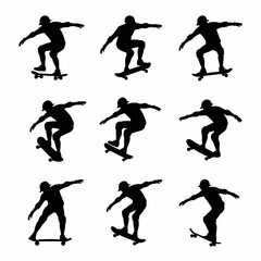 Obraz premium Skateboarder silhouettes performing tricks