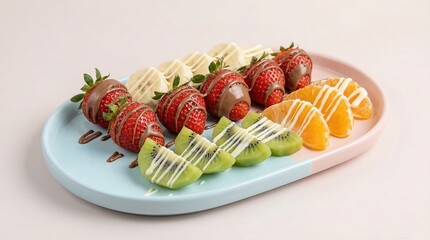Delicious chocolate covered strawberries and fresh fruit platter