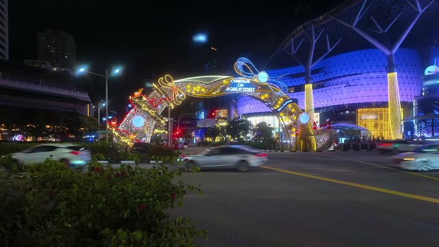 Beautiful Singapore Orchard Road street light-up during the Christmas festive season. Tropical country Christmas street light up.