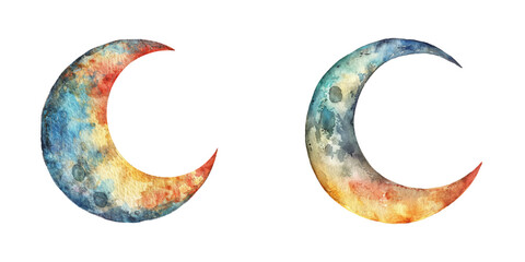 crescent moon watercolor vector illustration © Dar