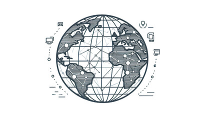 Futuristic digital global network and communication concept isolated on transparent background