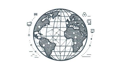 Futuristic digital global network and communication concept isolated on transparent background