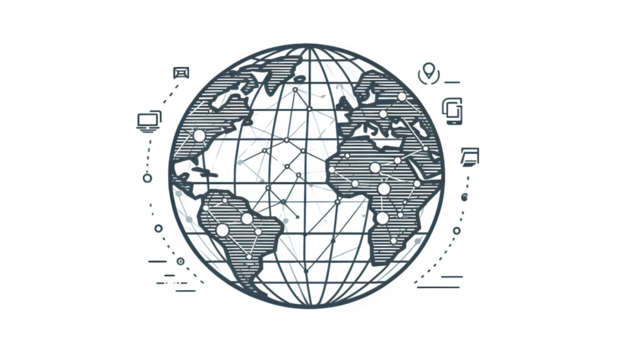 Futuristic digital global network and communication concept isolated on transparent background - Powered by Adobe