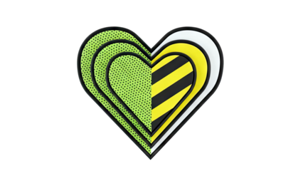 Pop Art Heart Sculpture with Polka Dots and Stripes