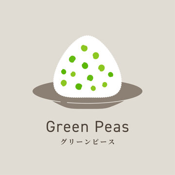 Japanese Onigiri Rice Ball Flat Food Icon &ndash; Green Peas