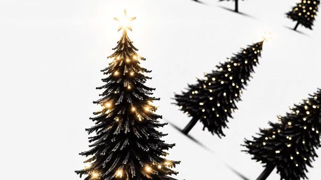 Elegant Christmas tree pattern with star on top, creating a festive background.