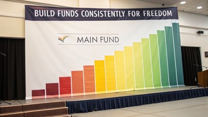 Colorful Gradation Chart Displaying Financial Growth Themes for Fundraising and Investment Events in Indoor Venue