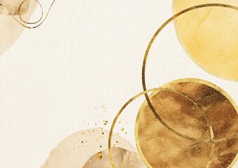 Beige background with golden circles and watercolor spots
